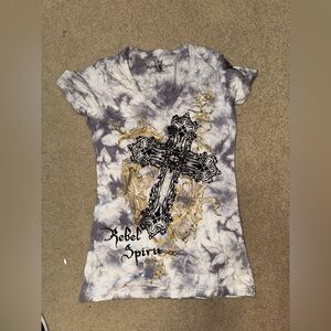 Rebel Spirit Gray and Gold Cross Tee